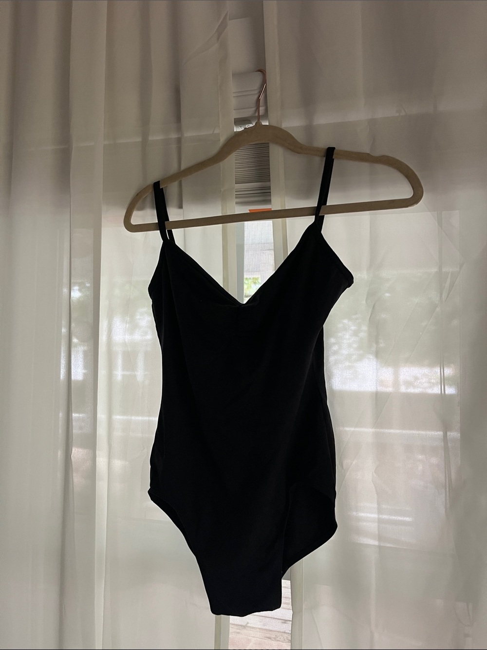 Mirella Black V-Neck Spaghetti Strap Bodysuit